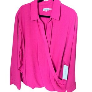 New With Tags Calvin Klein Pink Blouse Plus size 3X Cross Over
